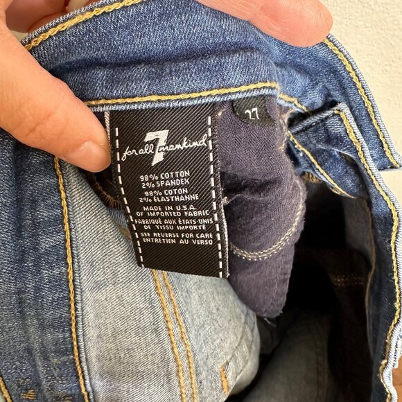 7 For All Mankind Raw Hem Ankle Skinny Jeans Size 27 Medium Wash Mid Rise - Picture 9 of 11